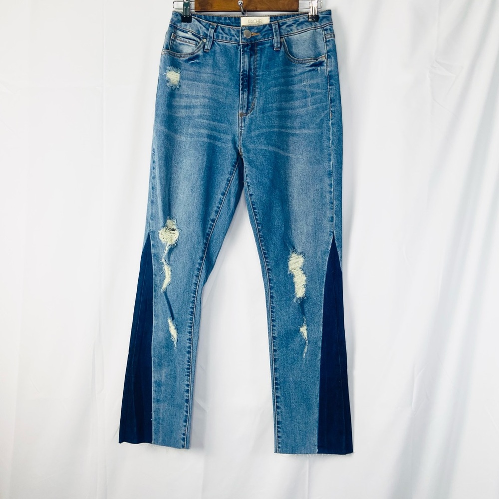 NWOT Rachel Roy Denim Crop High Rise Distressed Two Toned Jeans Size 26